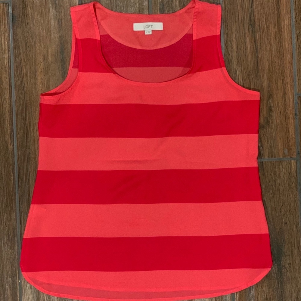 LOFT Women's Size Medium Color Block Dusty rose and Cherry Red Sleeveless Blouse